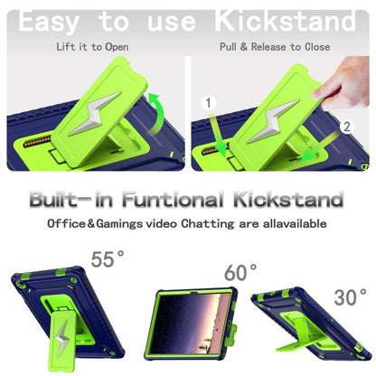 For Samsung Galaxy Tab A9+ Armor Bolt Shape Holder Silicone Hybrid PC Tablet Case(Navy Blue Olivine) by bashfashion