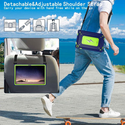 For Samsung Galaxy Tab A9+ Armor Bolt Shape Holder Silicone Hybrid PC Tablet Case(Navy Blue Olivine) by bashfashion