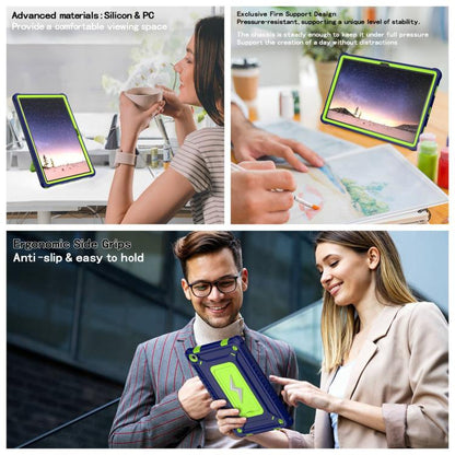 For Samsung Galaxy Tab A9+ Armor Bolt Shape Holder Silicone Hybrid PC Tablet Case(Navy Blue Olivine) by bashfashion