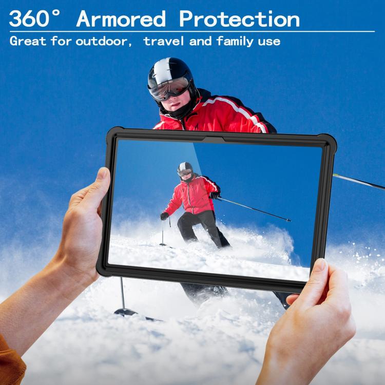 For Samsung Galaxy Tab A9+ Armor Bolt Shape Holder Silicone Hybrid PC Tablet Case(Black) by bashfashion