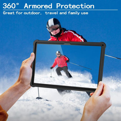 For Samsung Galaxy Tab A9+ Armor Bolt Shape Holder Silicone Hybrid PC Tablet Case(Black) by bashfashion