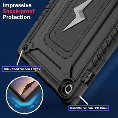 For Samsung Galaxy Tab A9+ Armor Bolt Shape Holder Silicone Hybrid PC Tablet Case(Black) by bashfashion