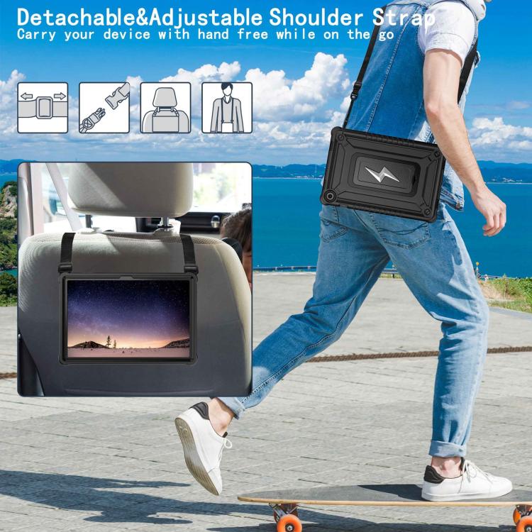 For Samsung Galaxy Tab A9+ Armor Bolt Shape Holder Silicone Hybrid PC Tablet Case(Black) by bashfashion