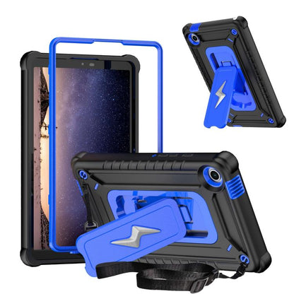 For Samsung Galaxy Tab A9 Armor Bolt Shape Holder Silicone Hybrid PC Tablet Case(Black Blue) by bashfashion