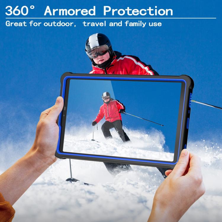 For Samsung Galaxy Tab A9 Armor Bolt Shape Holder Silicone Hybrid PC Tablet Case(Black Blue) by bashfashion