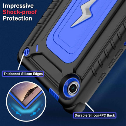 For Samsung Galaxy Tab A9 Armor Bolt Shape Holder Silicone Hybrid PC Tablet Case(Black Blue) by bashfashion