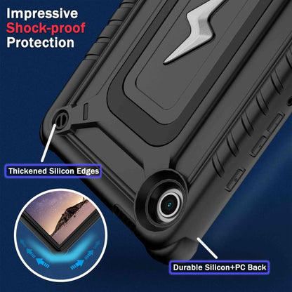 For Samsung Galaxy Tab A9 Armor Bolt Shape Holder Silicone Hybrid PC Tablet Case(Black) by bashfashion