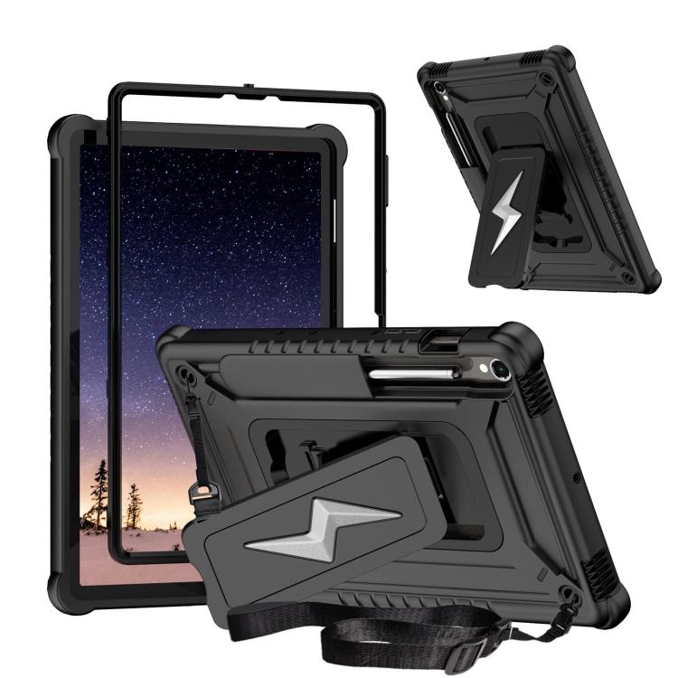 For Samsung Galaxy Tab S9 FE / S9 / S8 Armor Bolt Shape Holder Silicone Hybrid PC Tablet Case(Black) by bashfashion