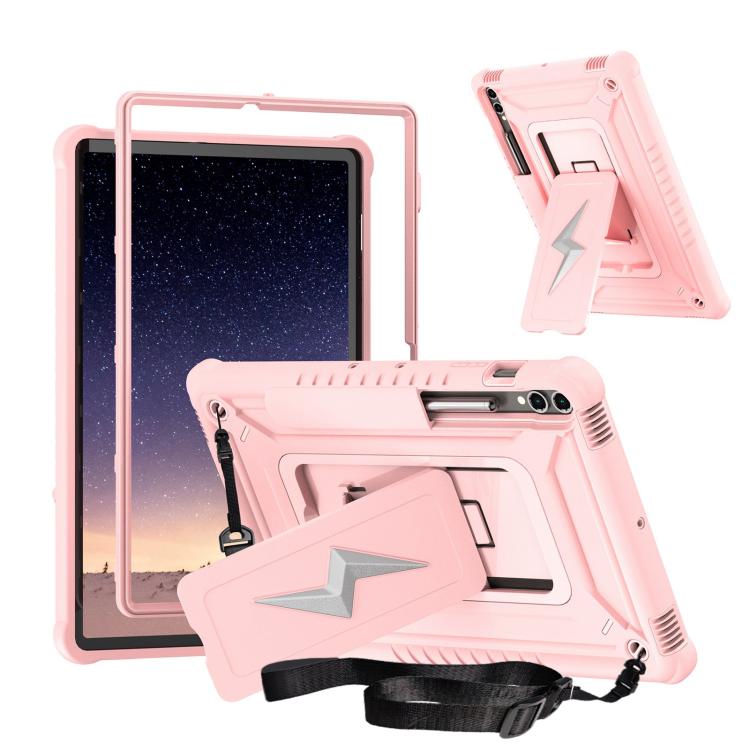 For Samsung Galaxy Tab S10+ / S9+ Armor Bolt Shape Holder Silicone Hybrid PC Tablet Case(Rose Gold) by bashfashion
