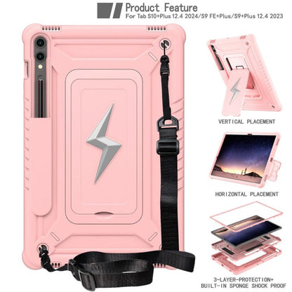 For Samsung Galaxy Tab S10+ / S9+ Armor Bolt Shape Holder Silicone Hybrid PC Tablet Case(Rose Gold) by bashfashion