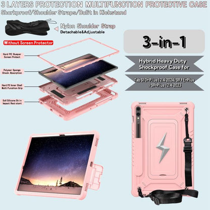 For Samsung Galaxy Tab S10+ / S9+ Armor Bolt Shape Holder Silicone Hybrid PC Tablet Case(Rose Gold) by bashfashion
