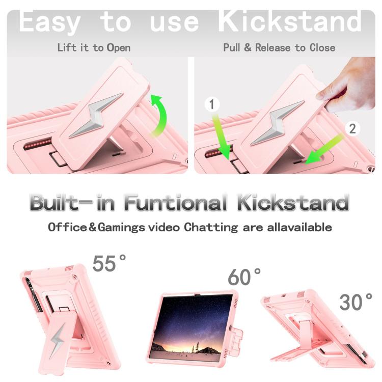 For Samsung Galaxy Tab S10+ / S9+ Armor Bolt Shape Holder Silicone Hybrid PC Tablet Case(Rose Gold) by bashfashion