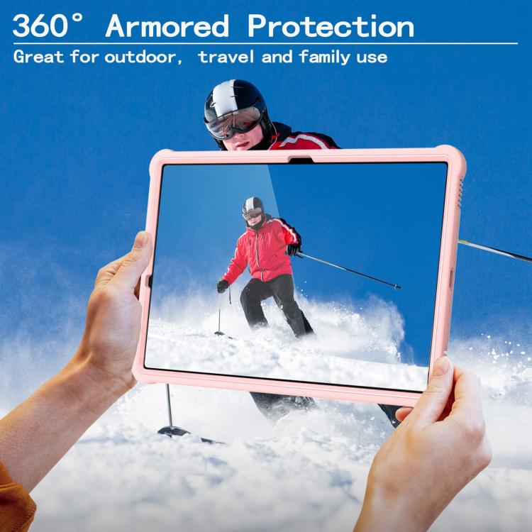 For Samsung Galaxy Tab S10+ / S9+ Armor Bolt Shape Holder Silicone Hybrid PC Tablet Case(Rose Gold) by bashfashion