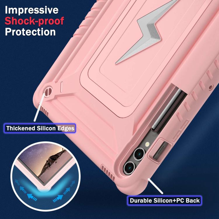 For Samsung Galaxy Tab S10+ / S9+ Armor Bolt Shape Holder Silicone Hybrid PC Tablet Case(Rose Gold) by bashfashion