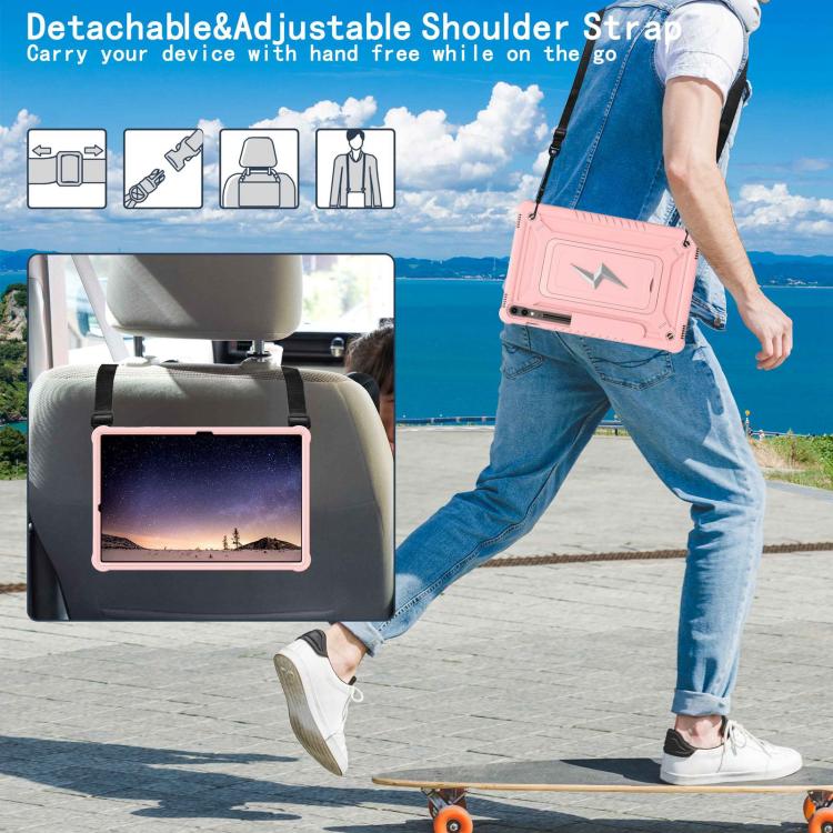For Samsung Galaxy Tab S10+ / S9+ Armor Bolt Shape Holder Silicone Hybrid PC Tablet Case(Rose Gold) by bashfashion