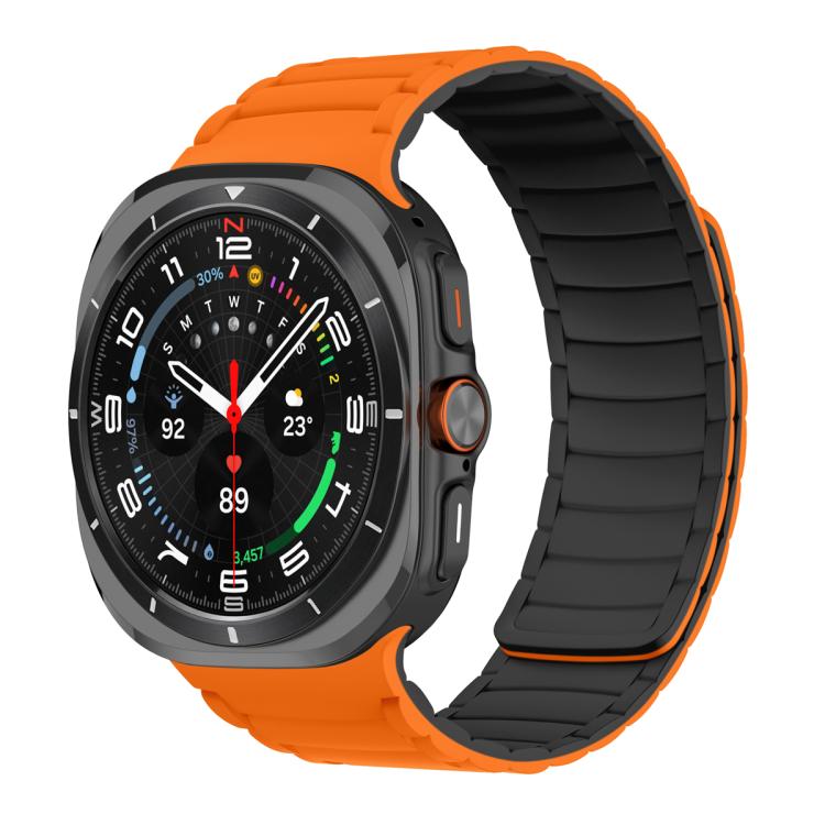 For Samsung Galaxy Watch Ultra 47mm / Ultra 2025 Silicone Sport Magnetic Watch Band(Orange+Black) by bashfashion