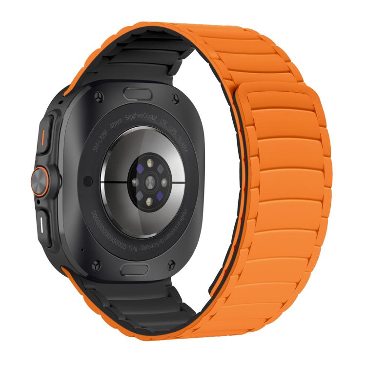 For Samsung Galaxy Watch Ultra 47mm / Ultra 2025 Silicone Sport Magnetic Watch Band(Orange+Black) by bashfashion
