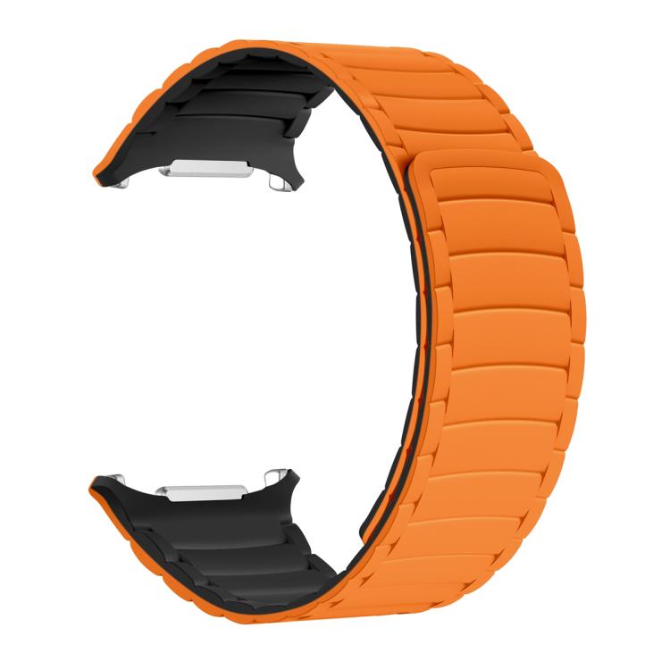 For Samsung Galaxy Watch Ultra 47mm / Ultra 2025 Silicone Sport Magnetic Watch Band(Orange+Black) by bashfashion
