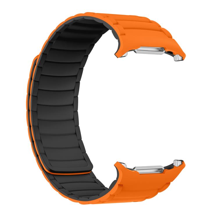 For Samsung Galaxy Watch Ultra 47mm / Ultra 2025 Silicone Sport Magnetic Watch Band(Orange+Black) by bashfashion