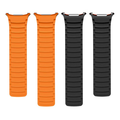 For Samsung Galaxy Watch Ultra 47mm / Ultra 2025 Silicone Sport Magnetic Watch Band(Orange+Black) by bashfashion
