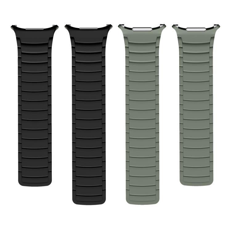 For Samsung Galaxy Watch Ultra 47mm / Ultra 2025 Silicone Sport Magnetic Watch Band(Black+Light Green) by bashfashion