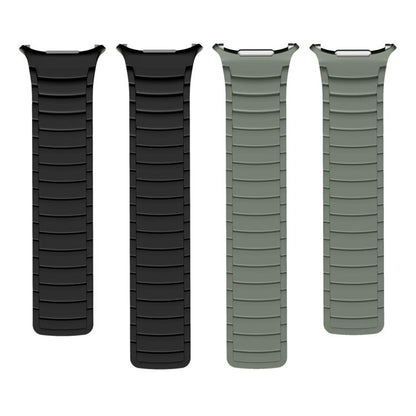 For Samsung Galaxy Watch Ultra 47mm / Ultra 2025 Silicone Sport Magnetic Watch Band(Black+Light Green) by bashfashion