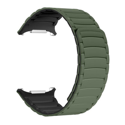 For Samsung Galaxy Watch Ultra 47mm / Ultra 2025 Silicone Sport Magnetic Watch Band(Army Green+Black) by bashfashion