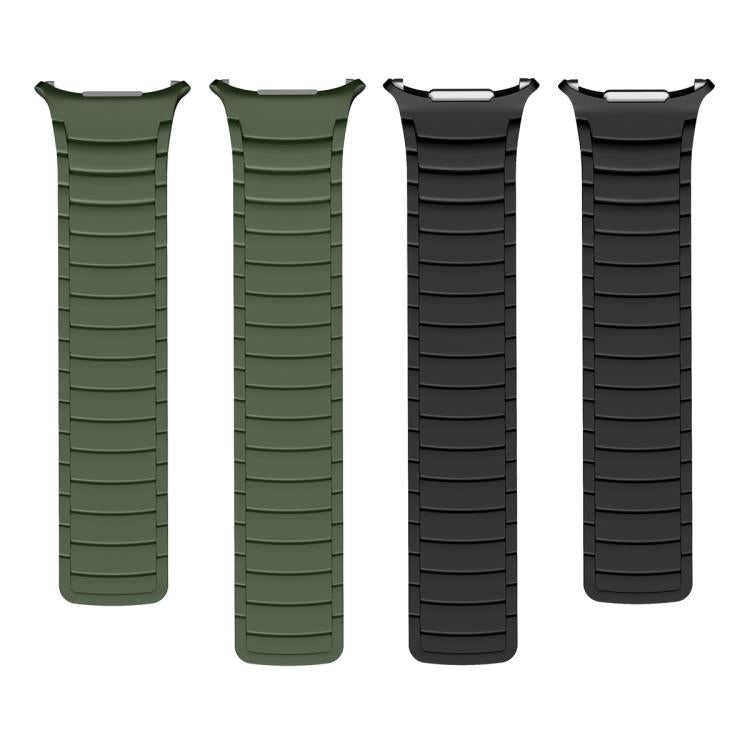 For Samsung Galaxy Watch Ultra 47mm / Ultra 2025 Silicone Sport Magnetic Watch Band(Army Green+Black) by bashfashion