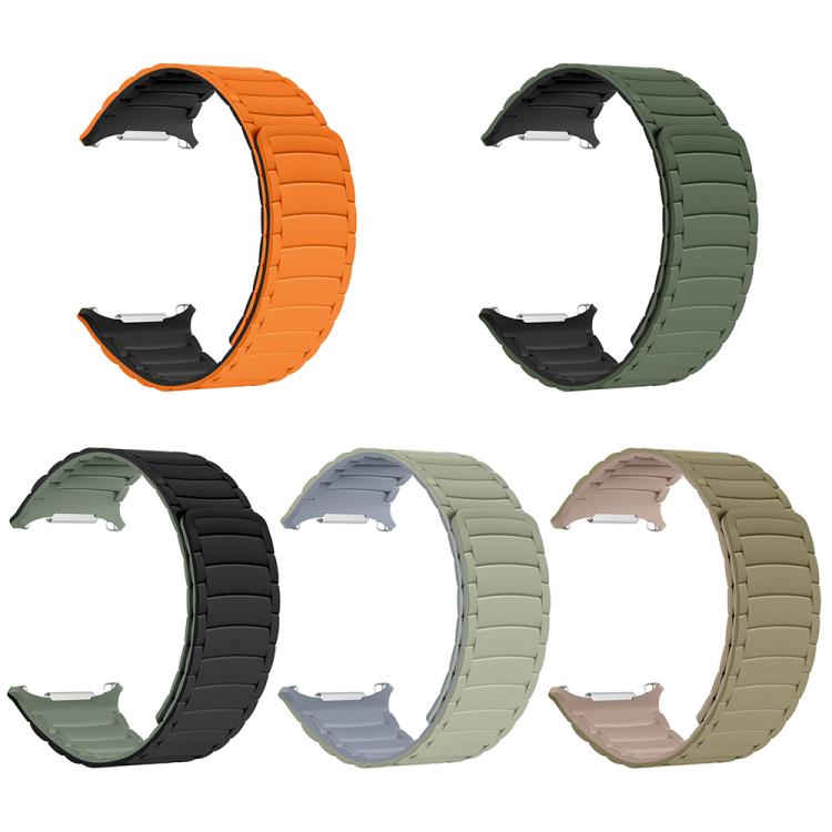 For Samsung Galaxy Watch Ultra 47mm / Ultra 2025 Silicone Sport Magnetic Watch Band(Camel+Bean Pink) by bashfashion