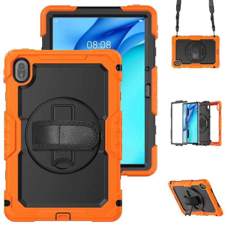 For Huawei MatePad SE 11 2024 Silicone Hybrid PC Tablet Case with Shoulder Strap(Orange) by bashfashion