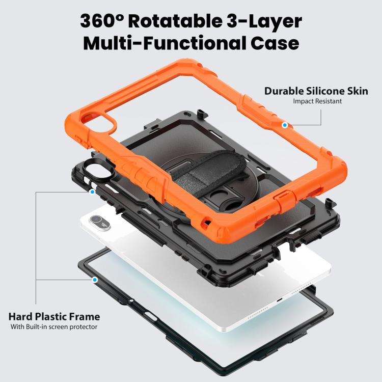 For Huawei MatePad SE 11 2024 Silicone Hybrid PC Tablet Case with Shoulder Strap(Orange) by bashfashion