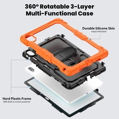 For Huawei MatePad SE 11 2024 Silicone Hybrid PC Tablet Case with Shoulder Strap(Orange) by bashfashion