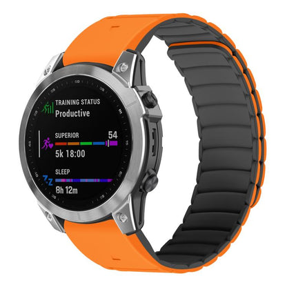 For Garmin Watch 26mm Quick Release Silicone Sport Magnetic Watch Band(Orange+Black) by bashfashion