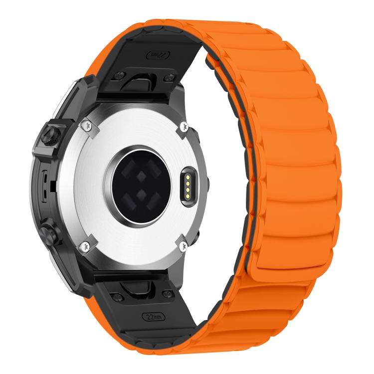 For Garmin Watch 26mm Quick Release Silicone Sport Magnetic Watch Band(Orange+Black) by bashfashion