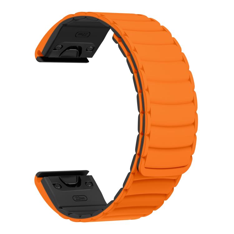 For Garmin Watch 26mm Quick Release Silicone Sport Magnetic Watch Band(Orange+Black) by bashfashion