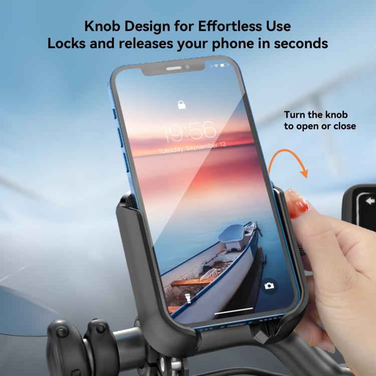 JOYROOM JR-ZS431 360 Rotation Dual Safety lock Bike Phone Mount(Black) by JOYROOM