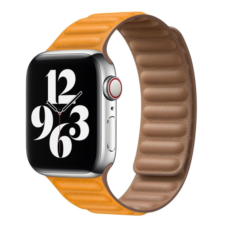 For Apple Watch Ultra 49mm&Watch Ultra 2 49mm / Series 9&8&7 45mm / SE 3&SE 2&6&SE&5&4 44mm / 3&2&1 42mm Leather Watch Band(Yellow) by bashfashion