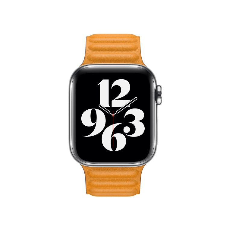 For Apple Watch Ultra 49mm&Watch Ultra 2 49mm / Series 9&8&7 45mm / SE 3&SE 2&6&SE&5&4 44mm / 3&2&1 42mm Leather Watch Band(Yellow) by bashfashion