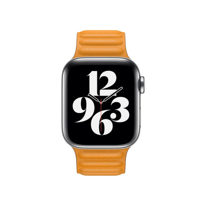For Apple Watch Ultra 49mm&Watch Ultra 2 49mm / Series 9&8&7 45mm / SE 3&SE 2&6&SE&5&4 44mm / 3&2&1 42mm Leather Watch Band(Yellow) by bashfashion