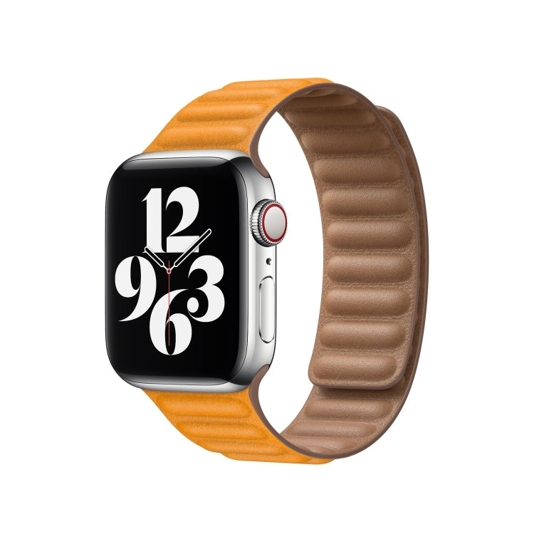 For Apple Watch Ultra 49mm&Watch Ultra 2 49mm / Series 9&8&7 45mm / SE 3&SE 2&6&SE&5&4 44mm / 3&2&1 42mm Leather Watch Band(Yellow) by bashfashion