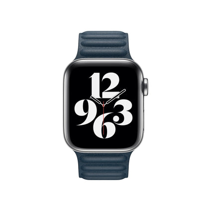 For Apple Watch Ultra 49mm&Watch Ultra 2 49mm / Series 9&8&7 45mm / SE 3&SE 2&6&SE&5&4 44mm / 3&2&1 42mm Leather Watch Band(Blue) by bashfashion