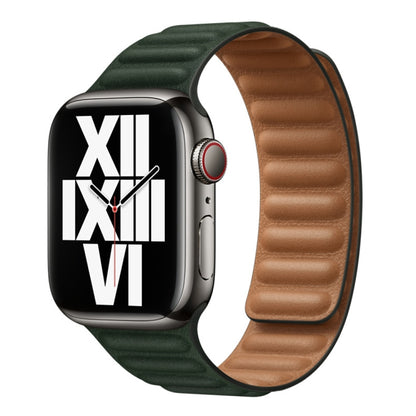 For Apple Watch Ultra 49mm&Watch Ultra 2 49mm / Series 9&8&7 45mm / SE 3&SE 2&6&SE&5&4 44mm / 3&2&1 42mm Leather Watch Band (Cedar Green) by bashfashion