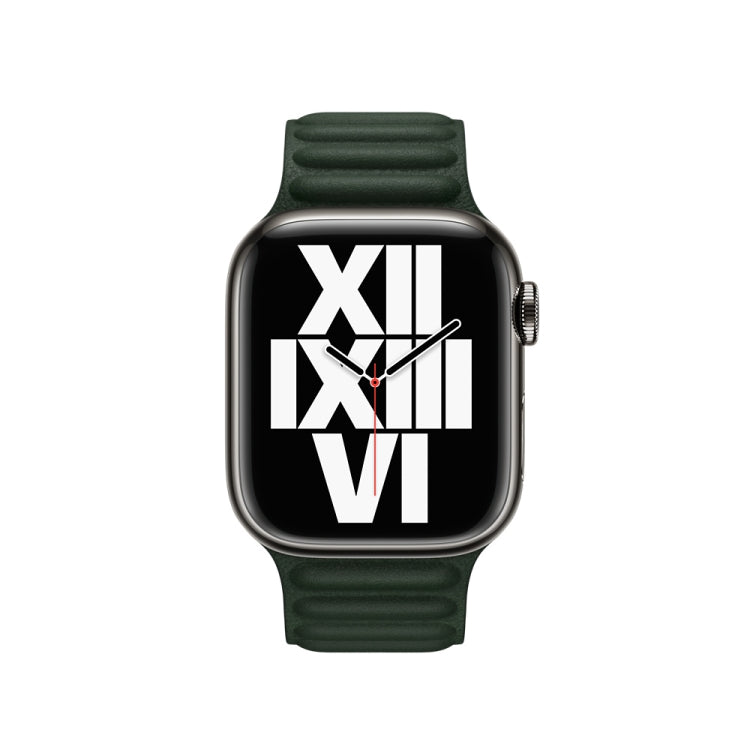 For Apple Watch Ultra 49mm&Watch Ultra 2 49mm / Series 9&8&7 45mm / SE 3&SE 2&6&SE&5&4 44mm / 3&2&1 42mm Leather Watch Band (Cedar Green) by bashfashion