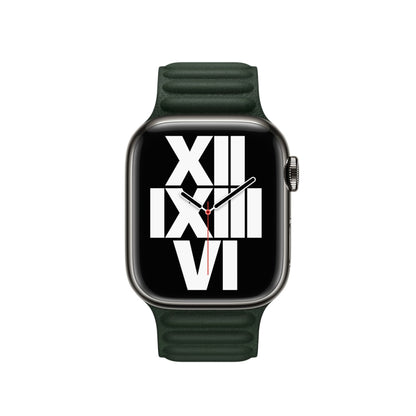For Apple Watch Ultra 49mm&Watch Ultra 2 49mm / Series 9&8&7 45mm / SE 3&SE 2&6&SE&5&4 44mm / 3&2&1 42mm Leather Watch Band (Cedar Green) by bashfashion