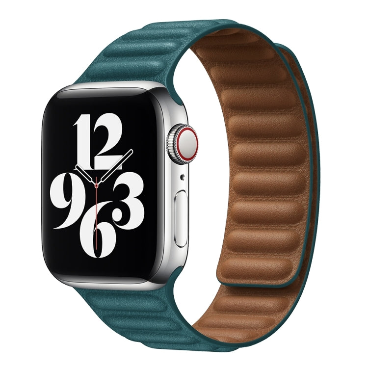 For Apple Watch Ultra 49mm&Watch Ultra 2 49mm / Series 9&8&7 45mm / SE 3&SE 2&6&SE&5&4 44mm / 3&2&1 42mm Leather Watch Band (Peacock Green) by bashfashion