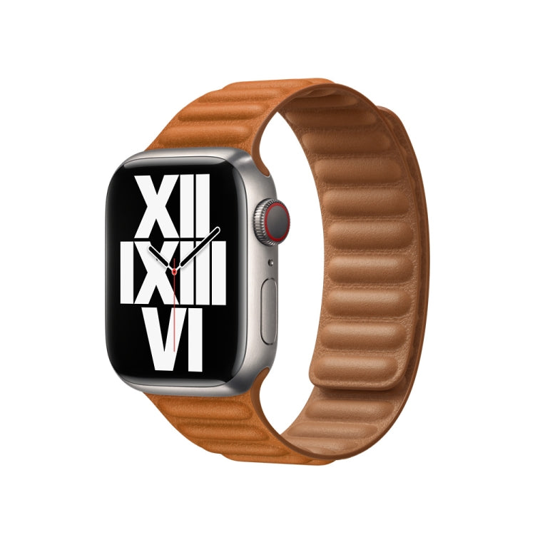 For Apple Watch Ultra 49mm&Watch Ultra 2 49mm / Series 9&8&7 45mm / SE 3&SE 2&6&SE&5&4 44mm / 3&2&1 42mm Leather Watch Band (Golden Brown) by bashfashion