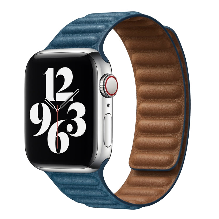 For Apple Watch Series 9&8&7 41mm / SE 3&SE 2&6&SE&5&4 40mm / 3&2&1 38mm Leather Watch Band (Aqua Blue) by bashfashion
