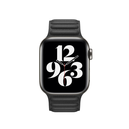 For Apple Watch Series 9&8&7 41mm / SE 3&SE 2&6&SE&5&4 40mm / 3&2&1 38mm Leather Watch Band(Black) by bashfashion