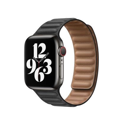 For Apple Watch Series 9&8&7 41mm / SE 3&SE 2&6&SE&5&4 40mm / 3&2&1 38mm Leather Watch Band(Black) by bashfashion