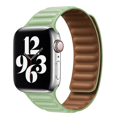 For Apple Watch Series 9&8&7 41mm / SE 3&SE 2&6&SE&5&4 40mm / 3&2&1 38mm Leather Watch Band (Green) by bashfashion